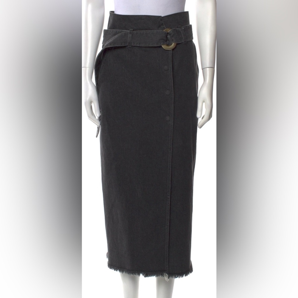 Nanushka Denim Jean Midi Skirt with Belt